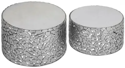 Templar Set of 2 Round Side Tables - Pewter