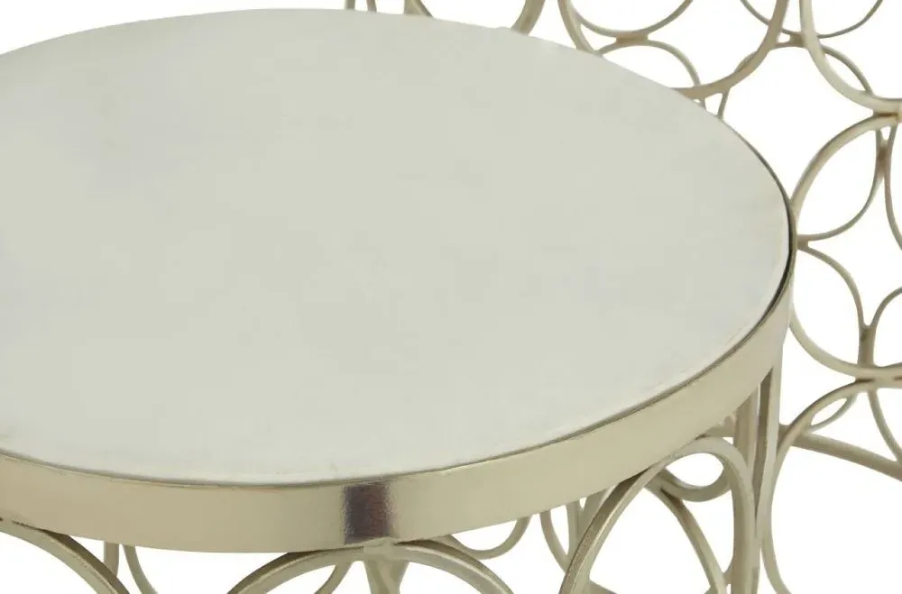 Templar Set of 2 Round Side Tables - Silver, Marble