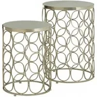 Templar Set of 2 Round Side Tables - Silver, Marble