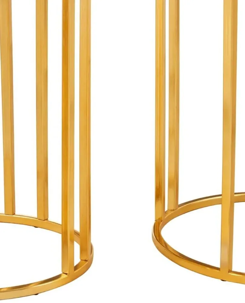 Templar Set of 2 Round Side Tables - White, Marble