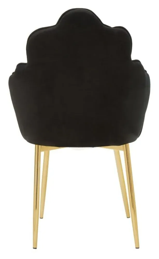 Tian Dining Chair with Gold Legs - Black, Velvet