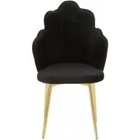 Tian Dining Chair with Gold Legs - Black, Velvet