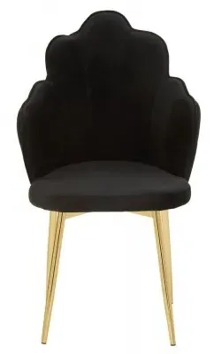 Tian Dining Chair with Gold Legs - Black, Velvet image
