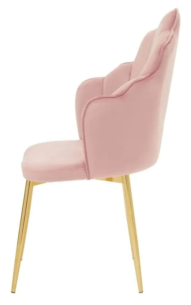 Tian Dining Chair with Gold Legs - Pink, Velvet