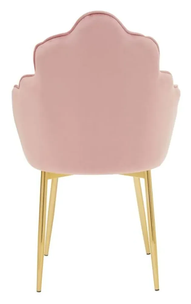 Tian Dining Chair with Gold Legs - Pink, Velvet
