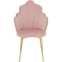Tian Dining Chair with Gold Legs - Pink, Velvet