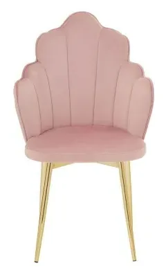 Tian Dining Chair with Gold Legs - Pink, Velvet