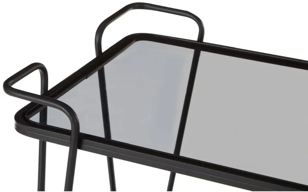Trento Glass Cart Table - Black