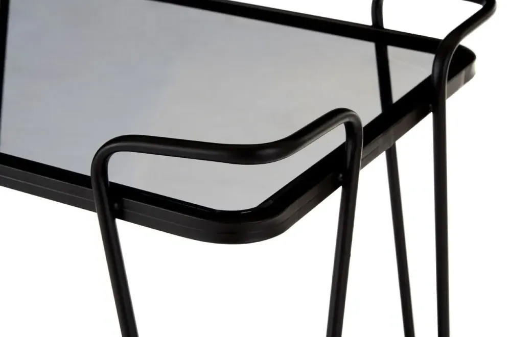 Trento Glass Cart Table - Black