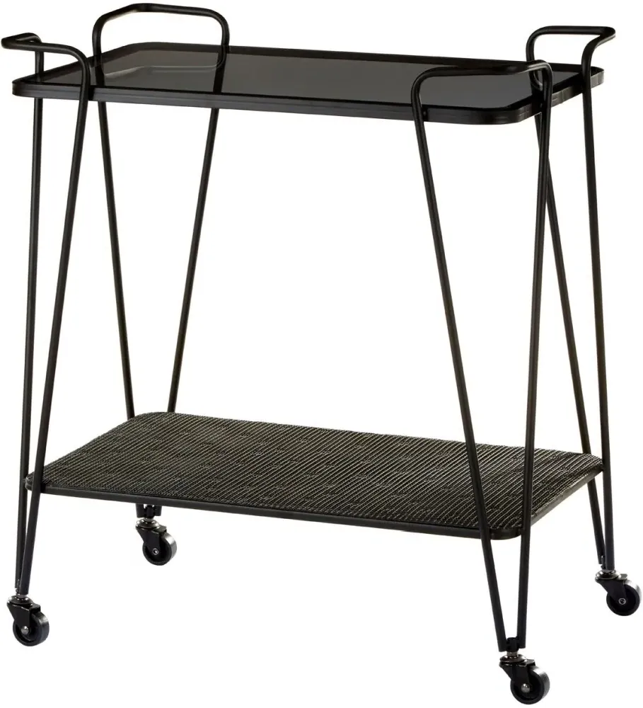 Trento Glass Cart Table - Black