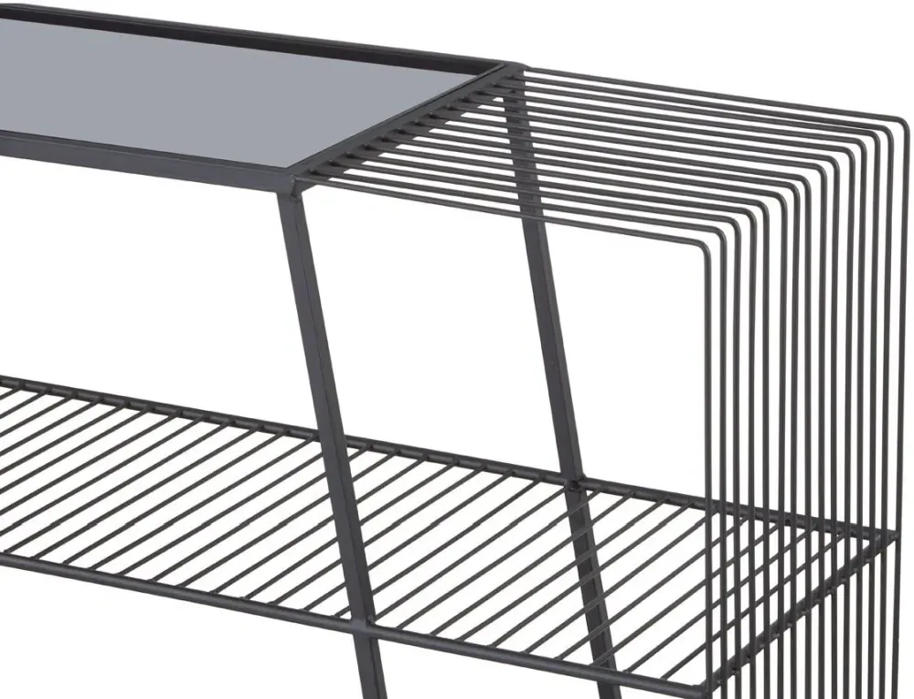 Trento Glass Console Table - Black, Metal