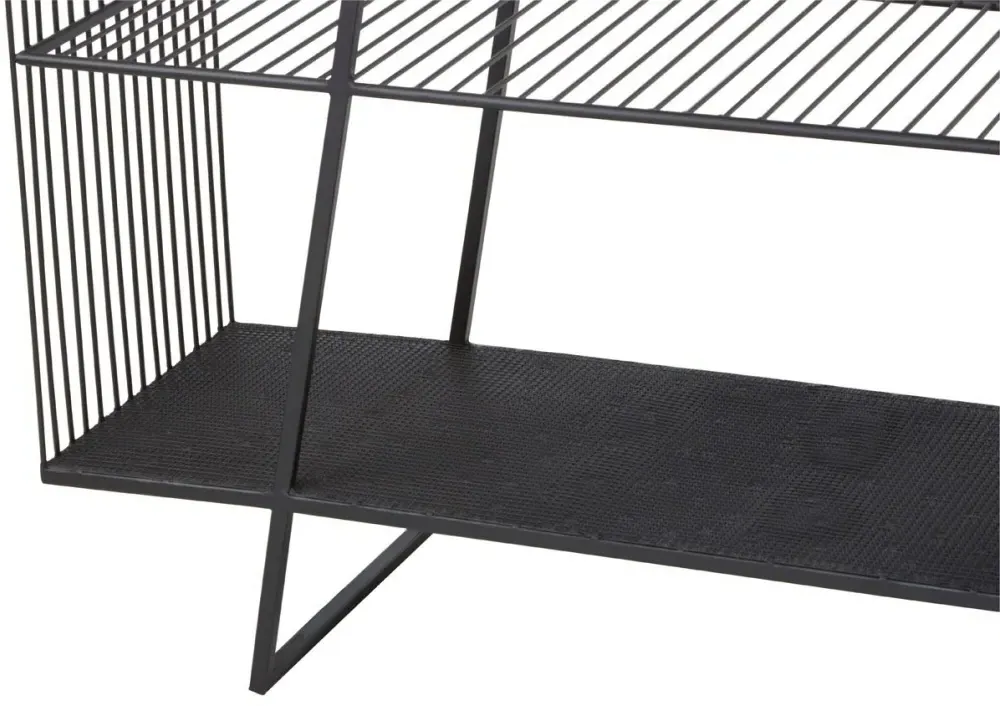 Trento Glass Console Table - Black, Metal