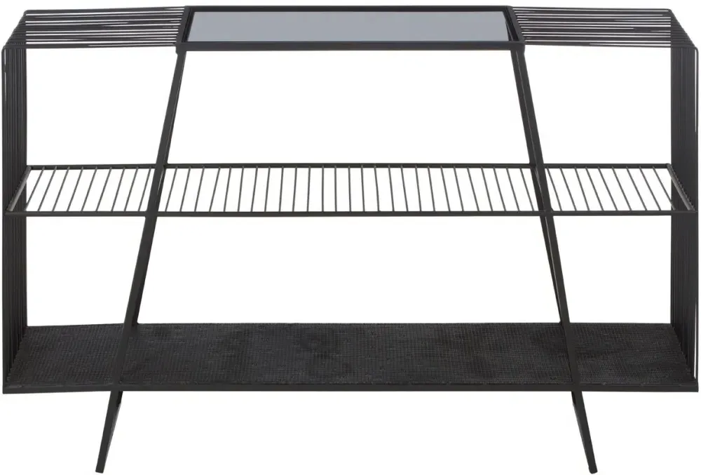 Trento Glass Console Table - Black, Metal