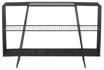 Trento Glass Console Table - Black, Metal
