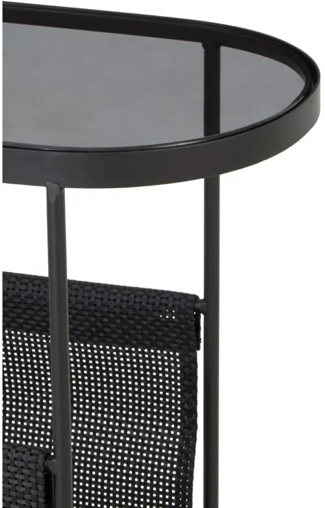 Trento Glass Mesh Side Table - Black