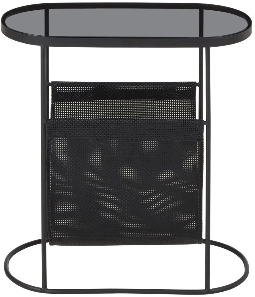 Trento Glass Mesh Side Table - Black