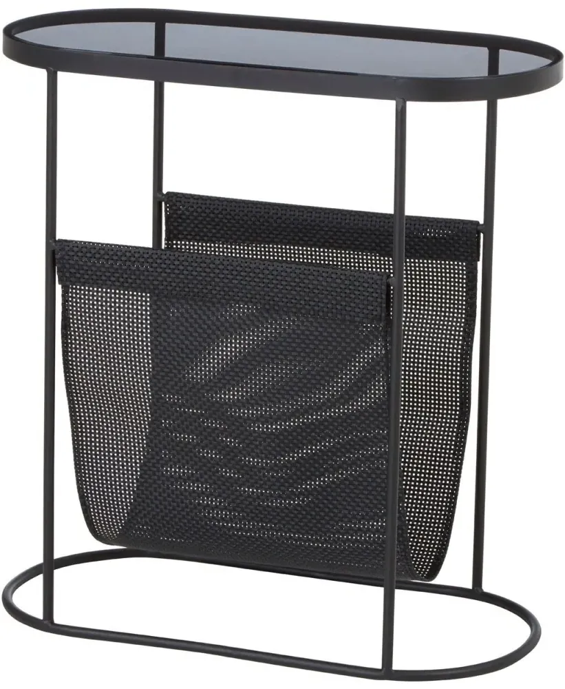 Trento Glass Mesh Side Table - Black