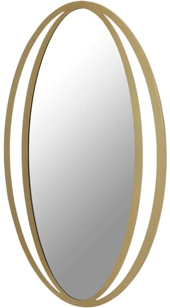 Trento Oval Wall Mirror with Double Ring Design - Gold