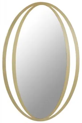 Trento Oval Wall Mirror with Double Ring Design - Gold image