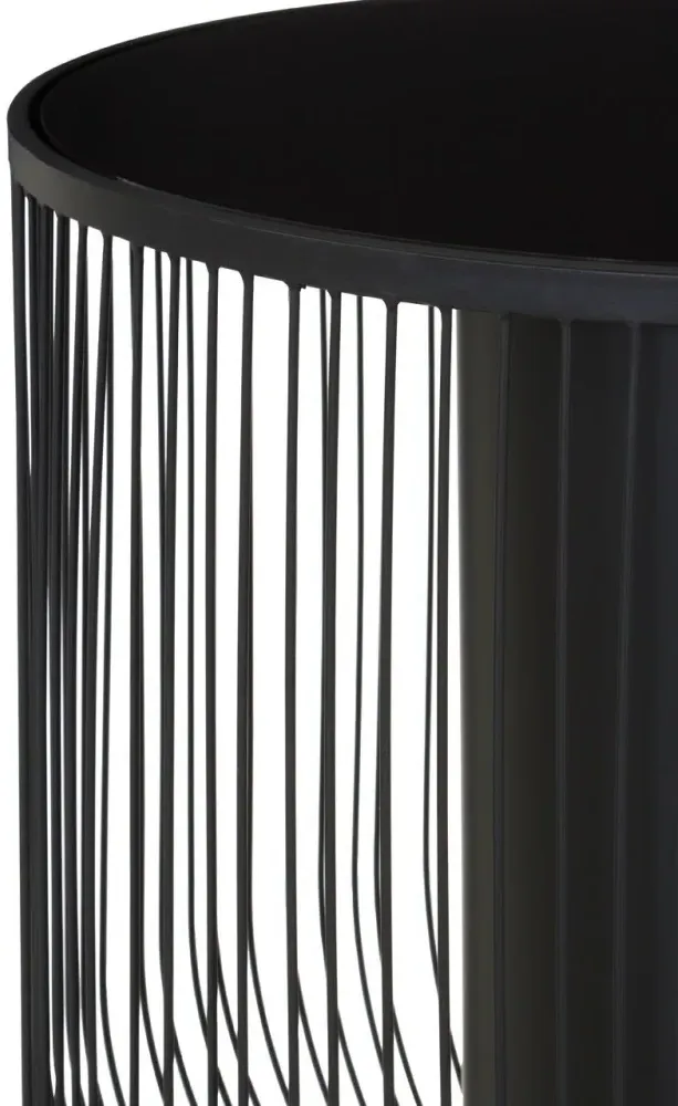 Trento Round End Table - Black, Glass