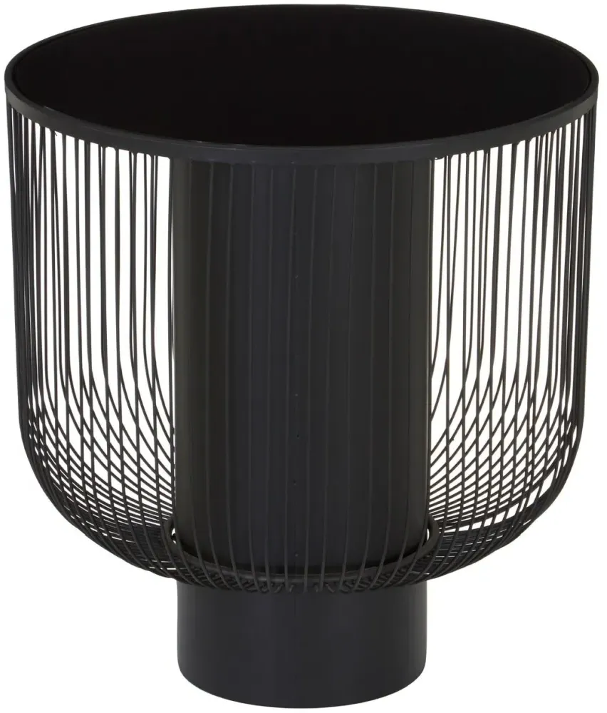 Trento Round End Table - Black, Glass