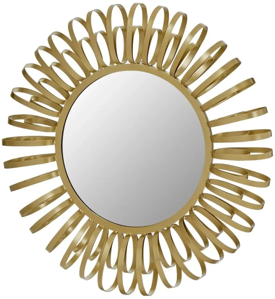 Trento Round Wall Mirror with Multi Ring Design - Gold