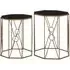 Trento Set of 2 Hexagonal Side Tables - Black Glass, Gold Metal