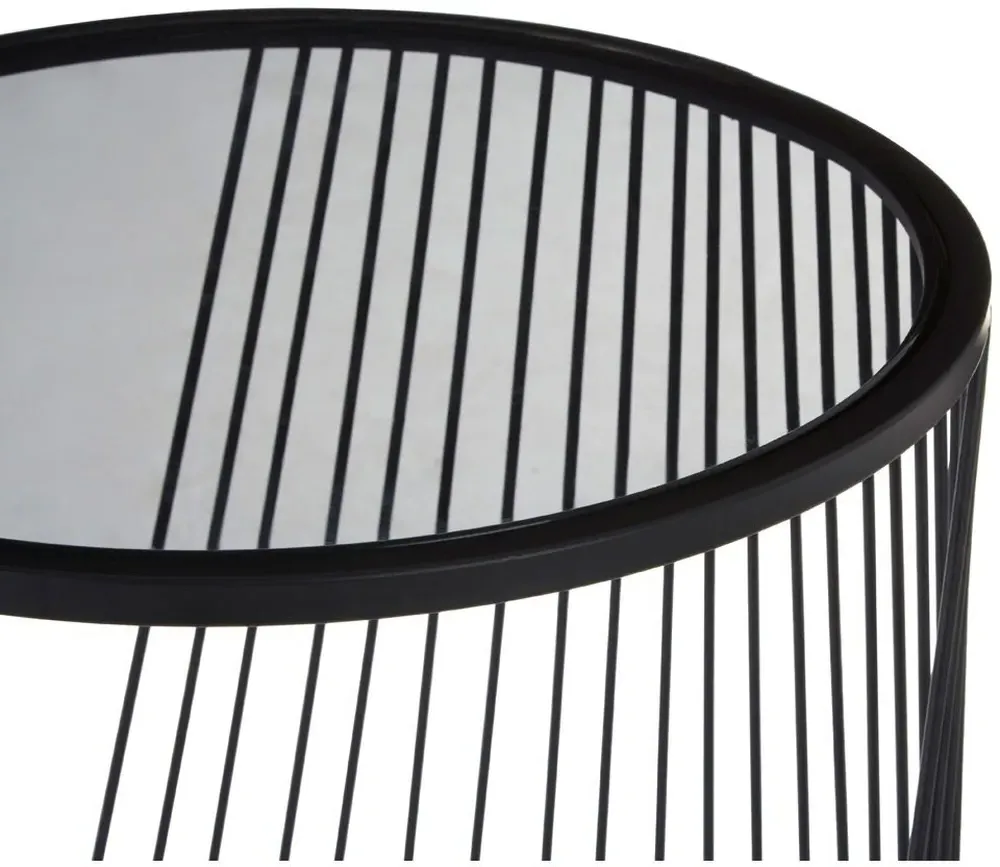 Trento Set of 2 Round Side Tables - Black, Glass