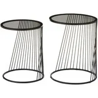 Trento Set of 2 Round Side Tables - Black, Glass