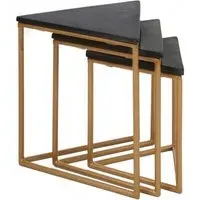 Varana Triangular Nest of 3 Tables - Black, Marble