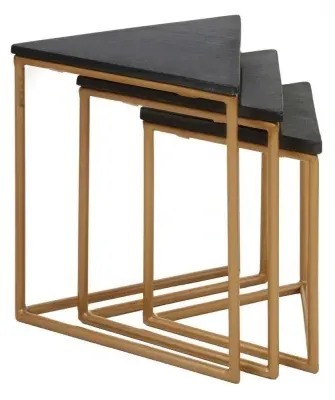 Varana Triangular Nest of 3 Tables - Black, Marble