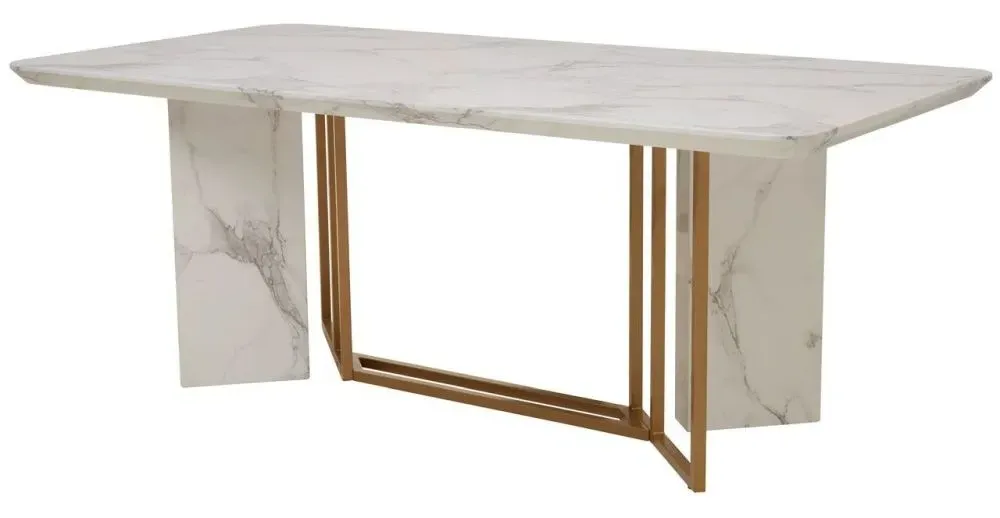 Vieste 8 Seater Dining Table - White, Marble