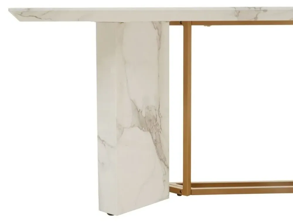 Vieste 8 Seater Dining Table - White, Marble