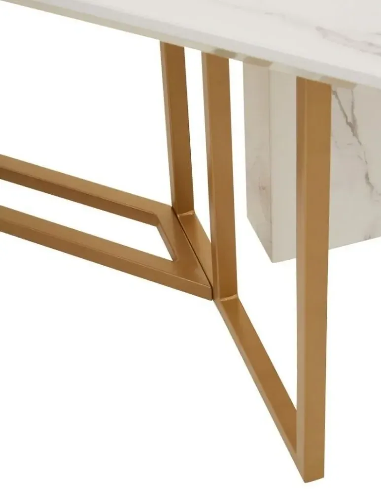 Vieste 8 Seater Dining Table - White, Marble