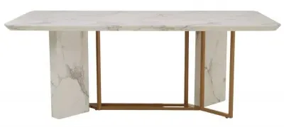 Vieste 8 Seater Dining Table - White, Marble image