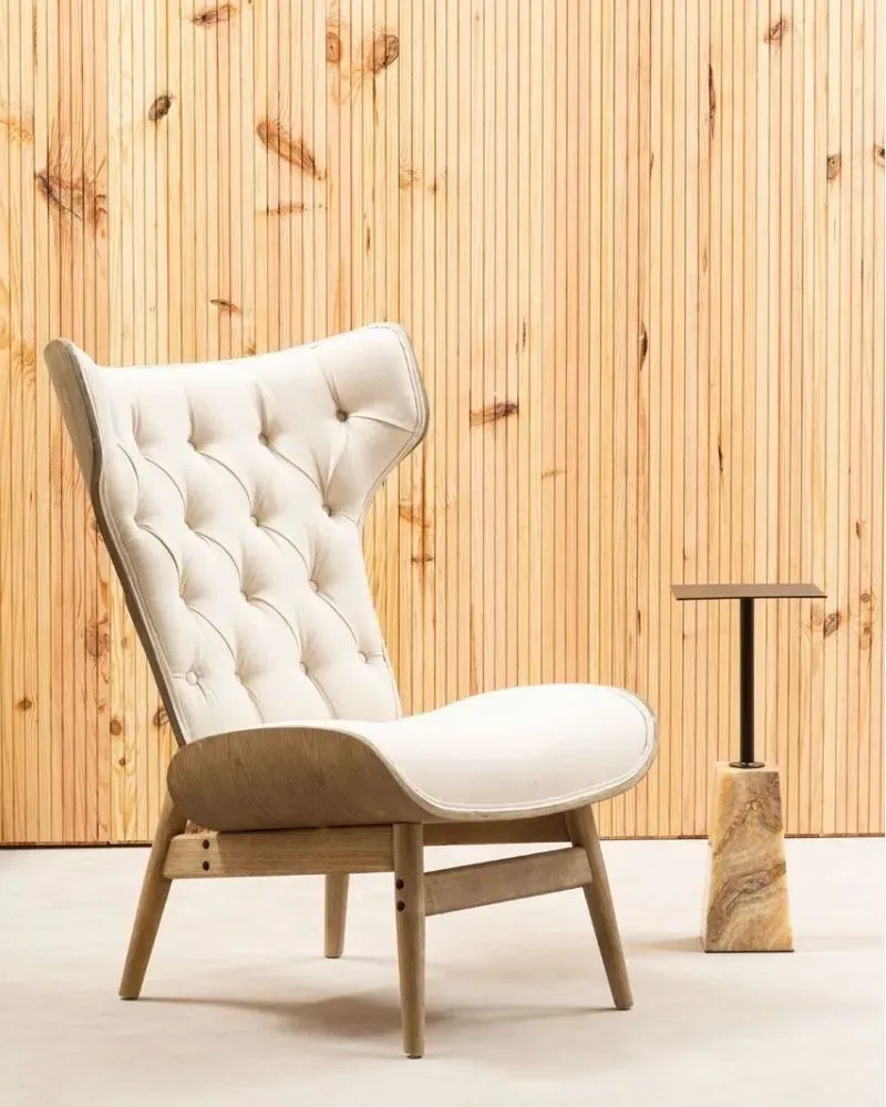 Vinsi Winged Back Chair - Beige, Fabric