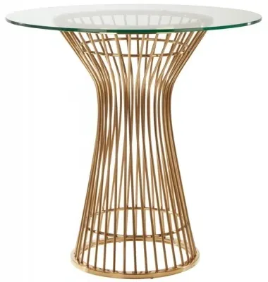 Vogue 2-Seater Round Dining Table - Gold, Glass