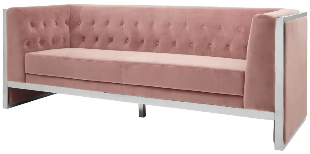 Vogue 3-Seater Sofa - Pink, Velvet