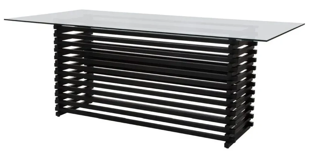 Vogue 8 Seater Glass Dining Table - Black Base