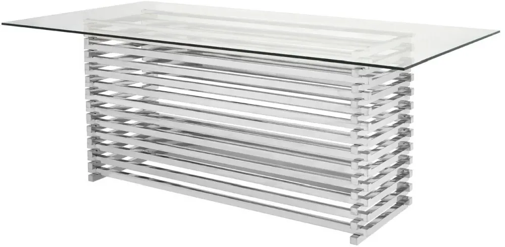 Vogue 8 Seater Glass Dining Table - Chrome Base