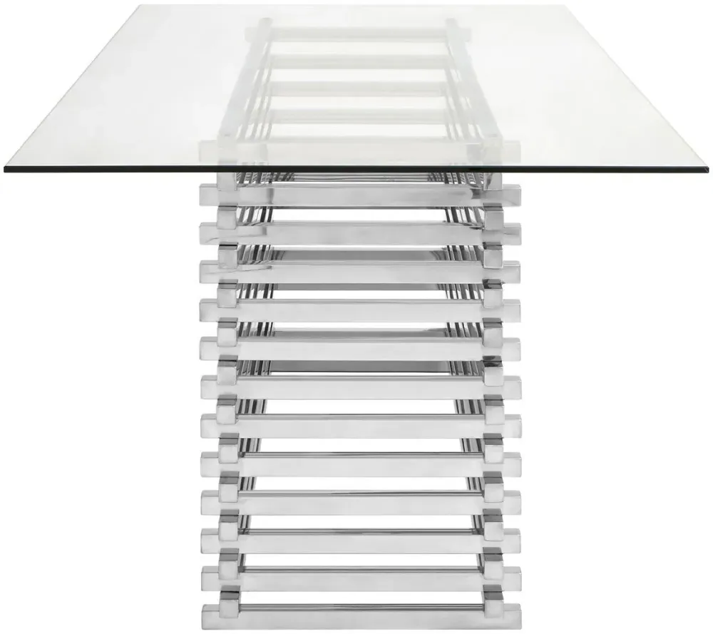 Vogue 8 Seater Glass Dining Table - Chrome Base