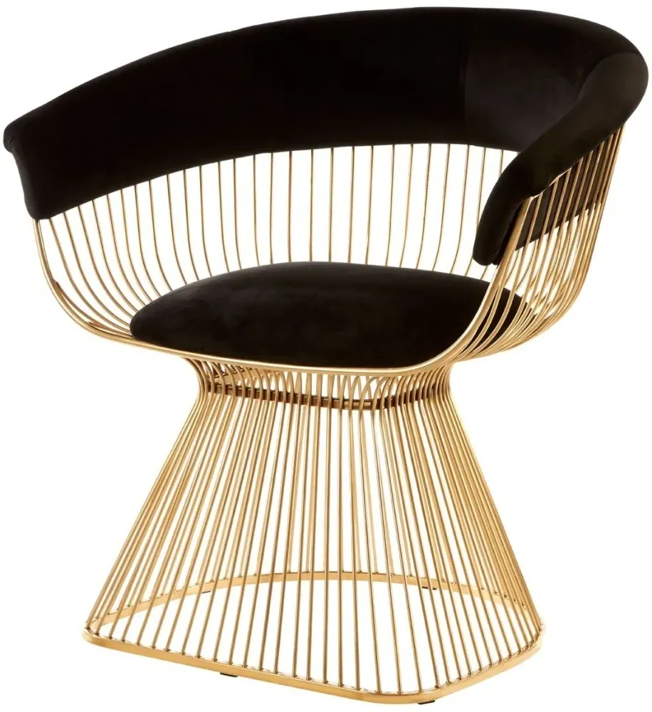 Vogue Curved Chair - Gold, Velvet