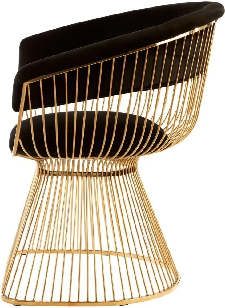Vogue Curved Chair - Gold, Velvet