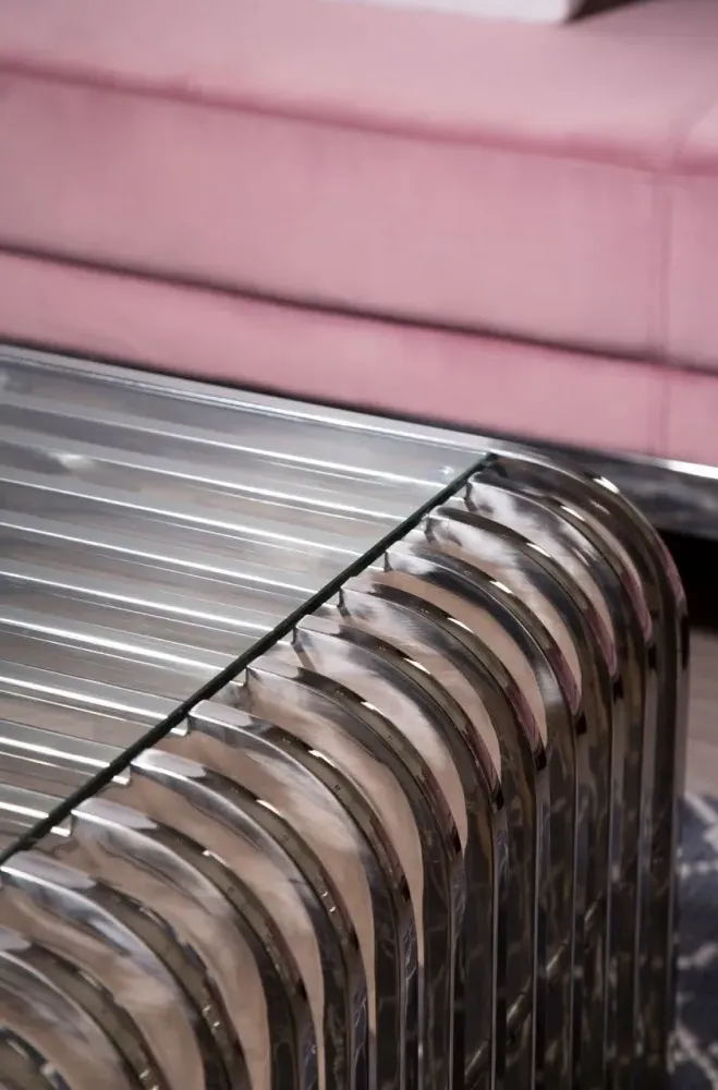 Vogue Curved Coffee Table - Glass, Chrome