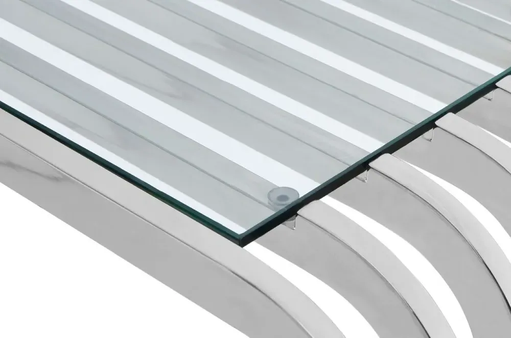 Vogue Curved Console Table - Glass, Chrome