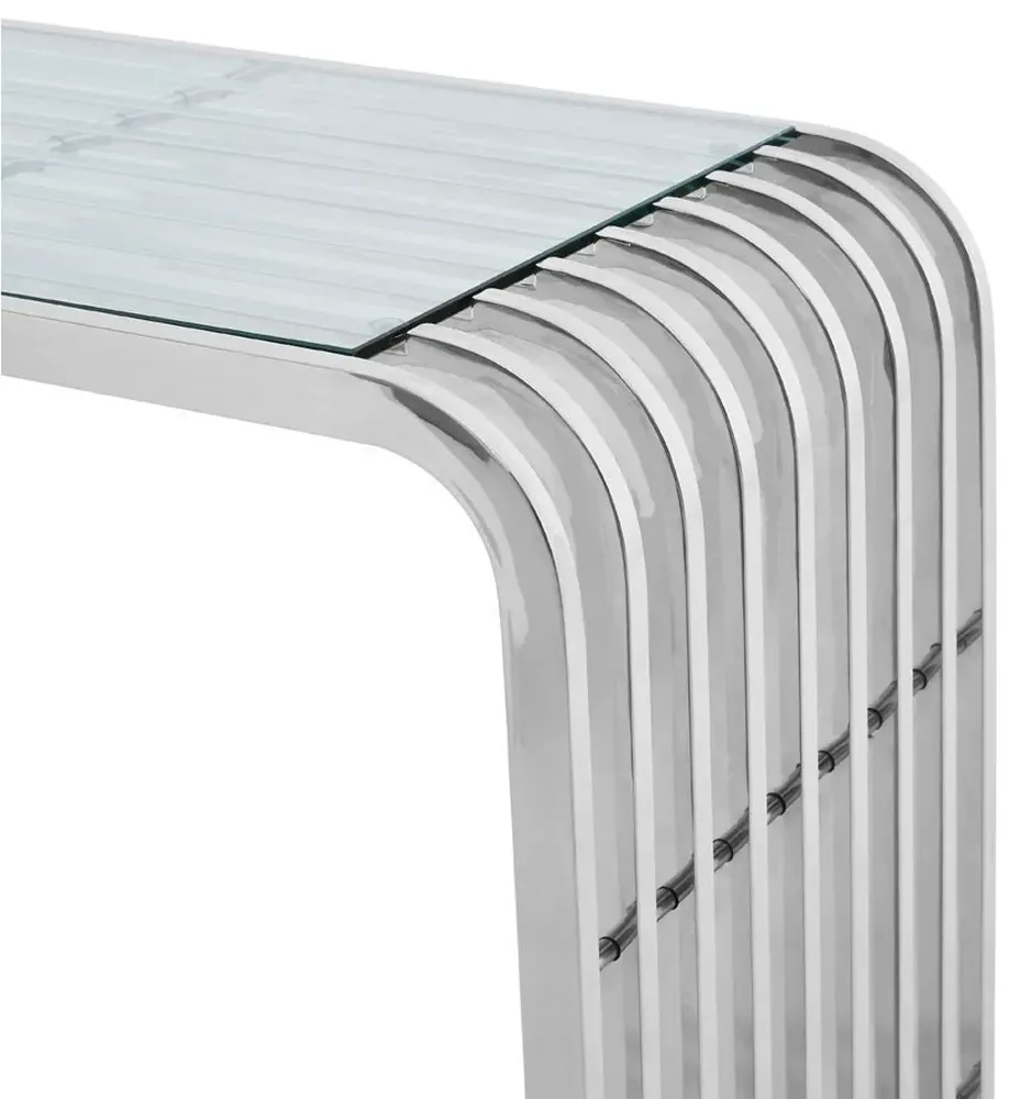 Vogue Curved Console Table - Glass, Chrome