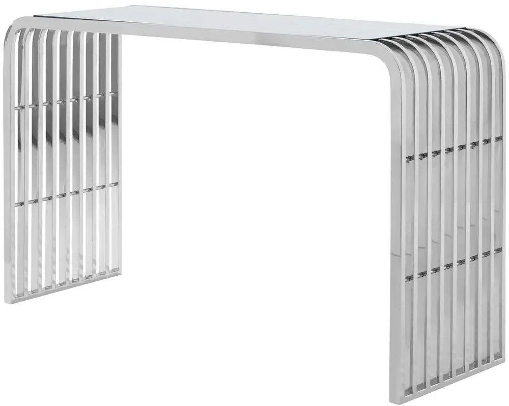 Vogue Curved Console Table - Glass, Chrome