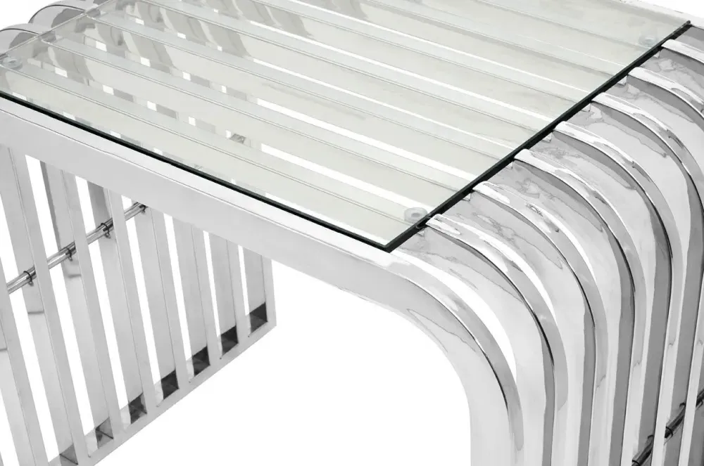 Vogue Curved End Table - Glass, Chrome