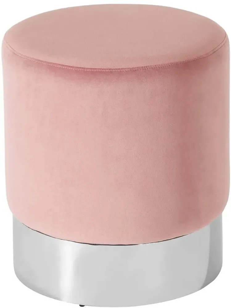 Vogue Round Stool - Pink, Velvet