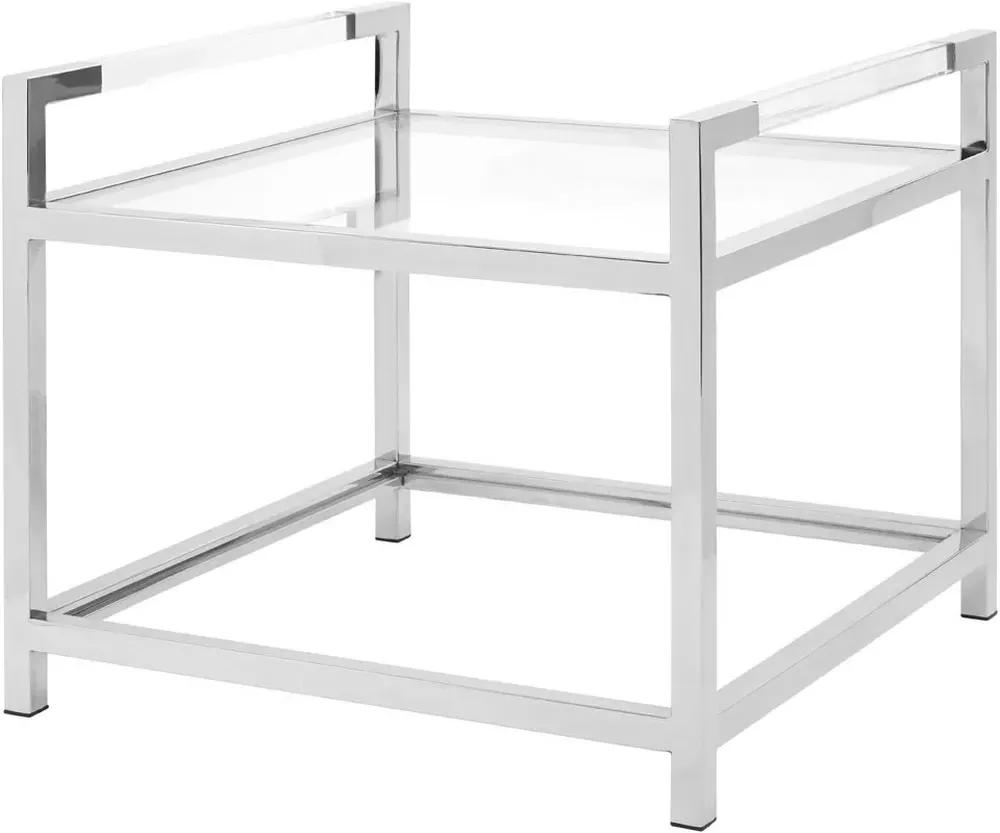 Vogue Square End Table - Glass, Chrome